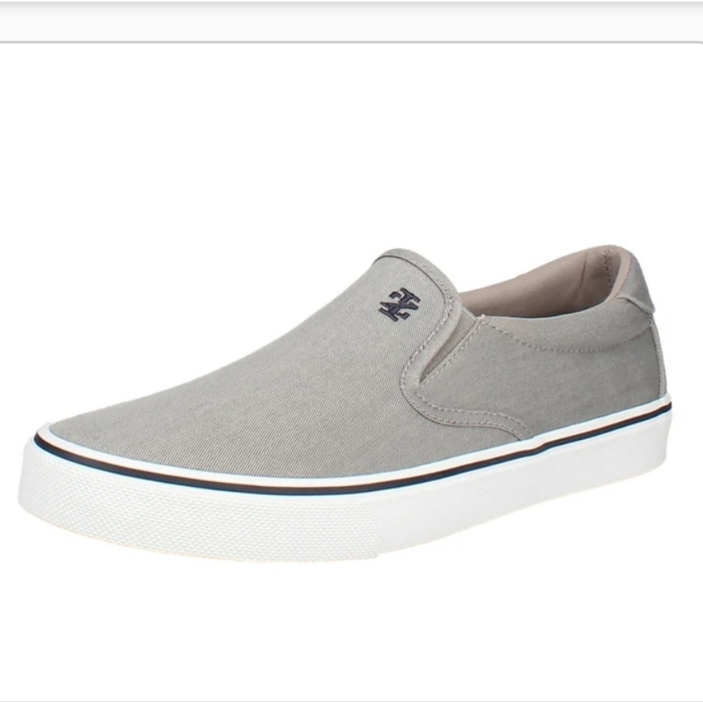 Izod Men's 11 Memory Foam Gray Sunapee Slip-On Canvas Shoes New In Box